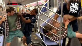 Disturbing video has emerged of a fight on a New York City subway car