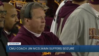 Central Michigan football coach Jim McElwain hospitalized after suffering seizure