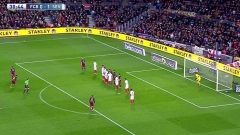 Leo messi increible golazo con tiro libre vs sevilla