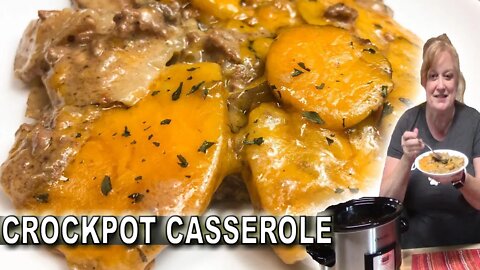 CROCKPOT CHEESY POTATOES & GROUND BEEF CASSEROLE | Dump and Go Slow Cooker Recipe