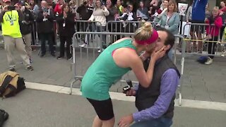 Akron Half Marathon runner gets surprise proposal after crossing finish line