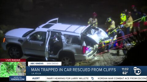 Man trapped in car rescued from La Jolla cliffside