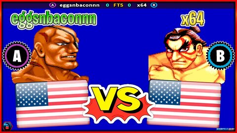 Street Fighter II': Hyper Fighting (eggsnbaconnn Vs. x64) [U.S.A. Vs. U.S.A.]