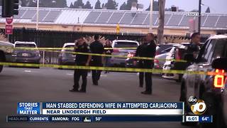 Man stabbed defending wife during attempted carjacking