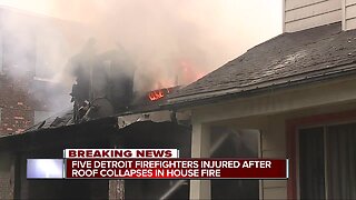 Five Detroit firefighters hurt after roof collapses