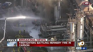 Firefighters battling refinery fire in Carson