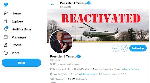 President Trump Twitter and Facebook accounts are reactivated today.