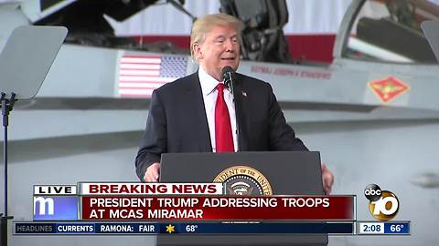 President Trump addressing troops at MCAS Miramar