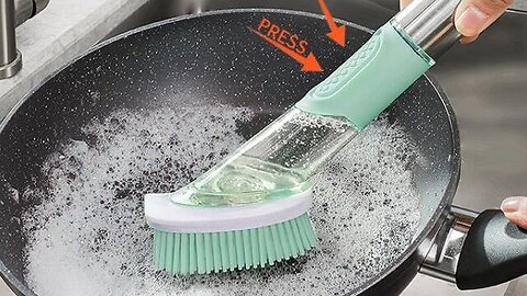 Kitchen Silicone Dish Brush with Soap Dispenser