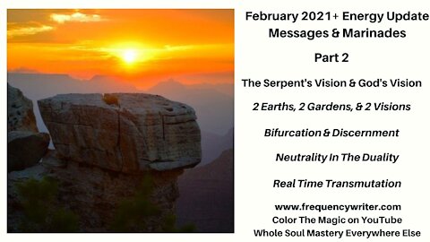 Feb 2021+ Marinades: The Serpent's Vision, God's Vision, Bifurcation, Discernment, & Transmutation