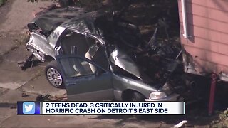 2 teens dead, 3 critically injured in horrific crash on Detroit's east side