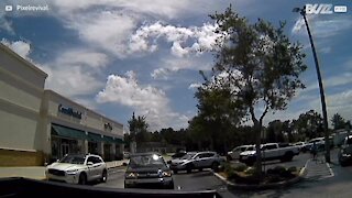 Elderly motorist in fender bender outside supermarket