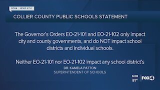 Collier County says governor's orders do not impact schools
