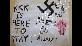 Sign of hate taped to synagogue door