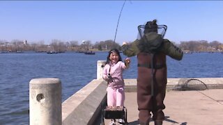 Three siblings go out fishing for first day of spring