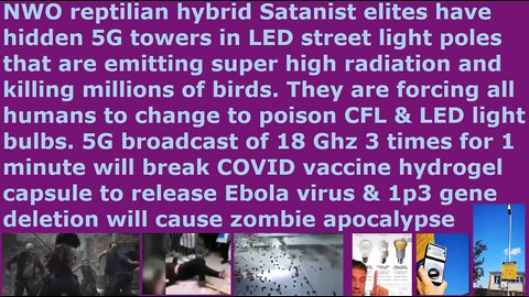 NWO is hiding 5G towers in LED street lights which is killing millions of birds & LED cause disease