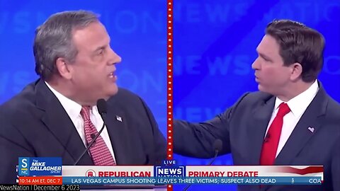 Chris Christie tries to goad DeSantis into bashing Trump, but he doesn't take the bait.