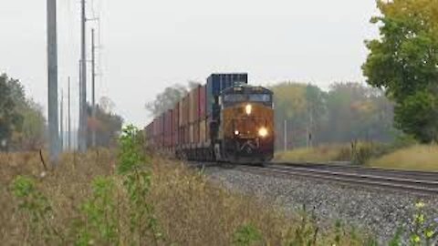 CSX Q161 Intermodal Double-Stack Train from Bascom Ohio October 12, 2020
