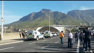 South Africa - Cape Town - Taxi Drivers Block Roads (Video) (pkG)