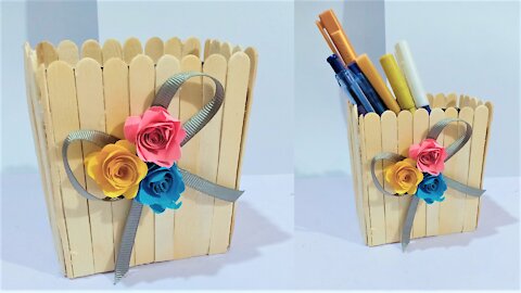 Pencil Box DIY | Ice-cream STICKS Crafts | Miniature DIY Crafts | Miniature | Hack and Trick #Shorts