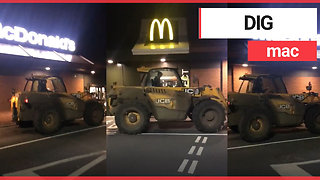 Thirsty teen stopped off at a Mcdonald’s drive-thru in a JCB