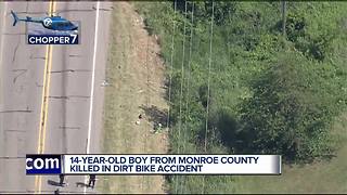 Teen riding dirt bike dies after crash in Monroe County