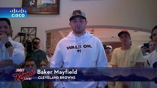 Baker Mayfield appears on Jimmy Kimmel Live after being selected by the Browns