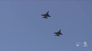 F-16s fly over Cincinnati to salute COVID-19 fighters