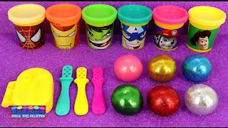 6 Glitter, Play Doh, Balls, Making 3 Ice-Cream, Learn Colors, for Kids, PJ Masks, LOL, Surprise Eggs