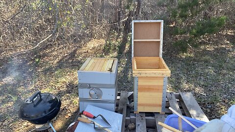 Prepping nursery apiary brood boxes to go to new apiary.