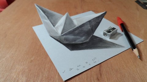 How to draw a 3D paper ship