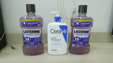 CeraVe, Loção Hidratante Corporal c/ textura Fluida e Ácido Hialurônico; 2x Listerine Cuidado Total