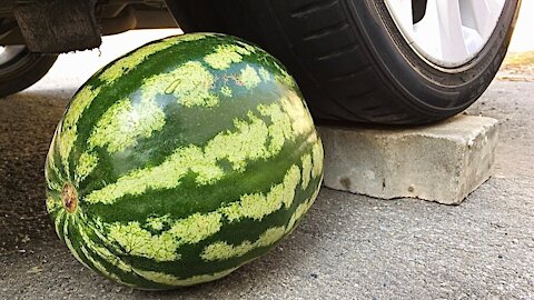 Crushing a Watermelon With a Car - Ouch!
