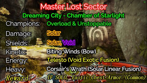 Destiny 2, Master Lost Sector, Chamber of Starlight on the Dreaming City 12-3-21