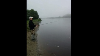 Fishing Day Takes Surprising Twist When Unexpected Guest Stops By The River