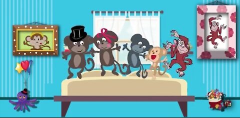 Five Little MONKIES Jumping On The Bed _ Part 1 Nursery Rhymes