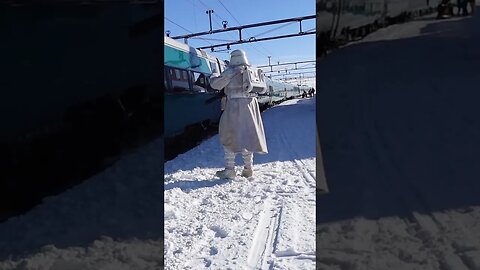 Snowtrooper Greets VY Norway Train