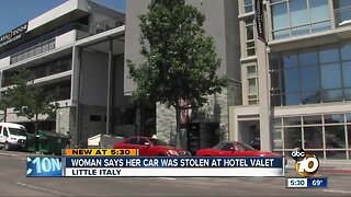 Woman says her car was stolen at hotel valet