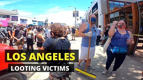 Looting in Los Angeles - The Day after. Devastated Store Owners Clean Up in West Hollywood