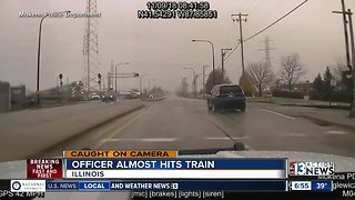 Officer almost hit by train