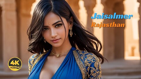 Royal Blue Rhapsody: 4k Ai Lookbook Girl in Jaisalmer Rajasthan #ailookbookgirl #aibeauty