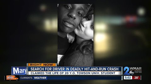 Towson University student killed in hit and run; Police searching for driver