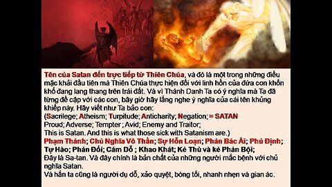 Ý Nghĩa cái Tên Khủng Khiếp của Satan. Từ Cuốn Sổ Tay của (Maria Valtorta.)