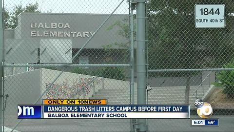 Trash litters Balboa school before the first day