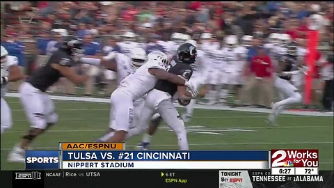 Tulsa Golden Hurricane fall to Cincinnati Bearcats, 24-13; 5 turnovers by QB Zach Smith