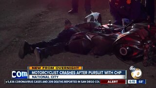 Motorcyclist leads pursuit, crashes in National City