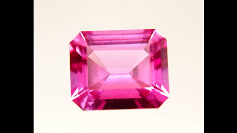 Floating Point Pink Sapphire Octagon Emerald Cut