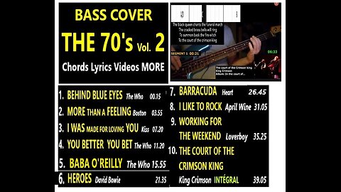 Bass cover THE 70's VOLUME 2 __ Chords Lyrics Videos MORE