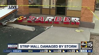 Phoenix strip mall damaged by monsoon storm