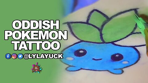 Practicing Oddish Pokémon Color Tattoo On Fake Skin
